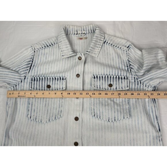 Faherty Topsail Savannah Jacket Women’s Large Indigo Dyed Blue White Full Snap - Picture 14 of 16